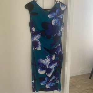 Ralph Lauren Teal and Blue Floral Midi Dress